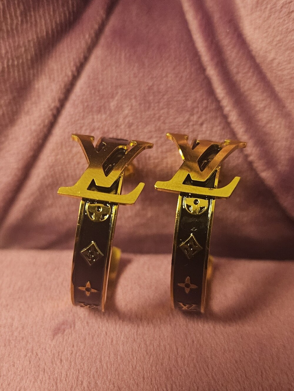 Gold and Black Stainless Steel Earrings